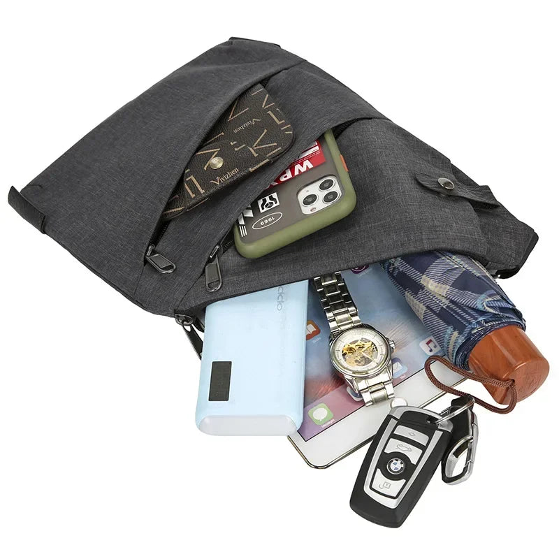 Simple Outdoor Leisure Men'S Chest Bag Cycling Anti-Theft Crossbody Bag Large Capacity Waterproof Shoulder Bag Phone Purse