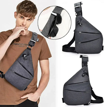 Simple Outdoor Leisure Men'S Chest Bag Cycling Anti-Theft Crossbody Bag Large Capacity Waterproof Shoulder Bag Phone Purse